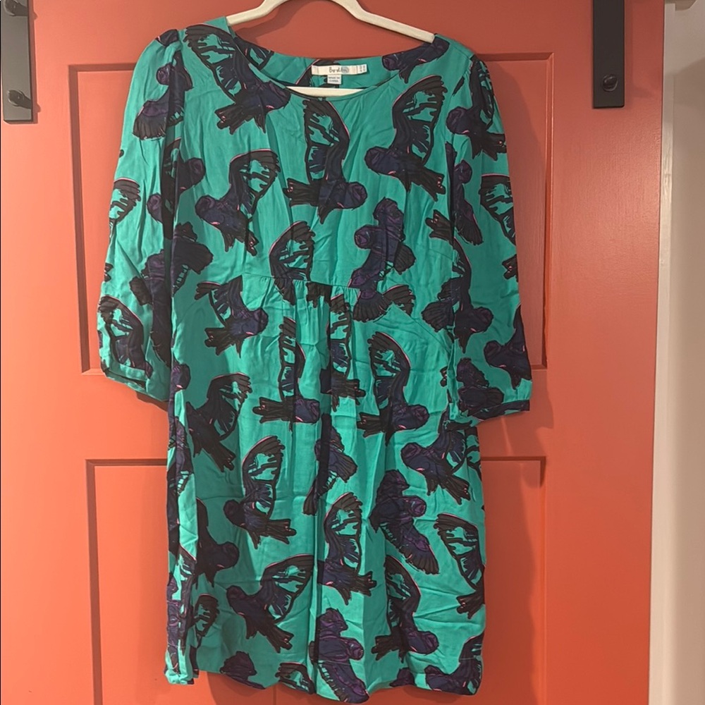 Boden Green and Purple Crew Neck Sundress
